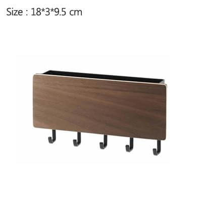 Modern Wood Wall Organizer with Hooks - Image 2