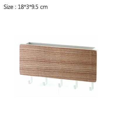 Modern Wood Wall Organizer with Hooks - Image 3