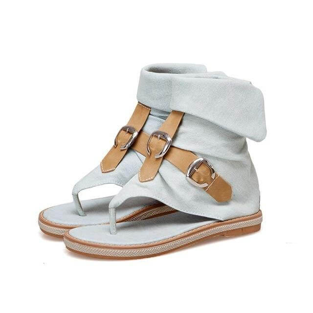 Gladiator Buckle Jean Sandals - Image 1