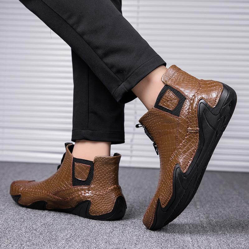 Leather Vintage Outdoor Fur Winter Ankle Boots - Image 12