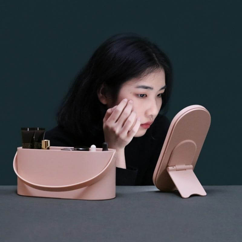 2 In 1 Cosmetic Storage Box with Led Light Mirror - Image 1