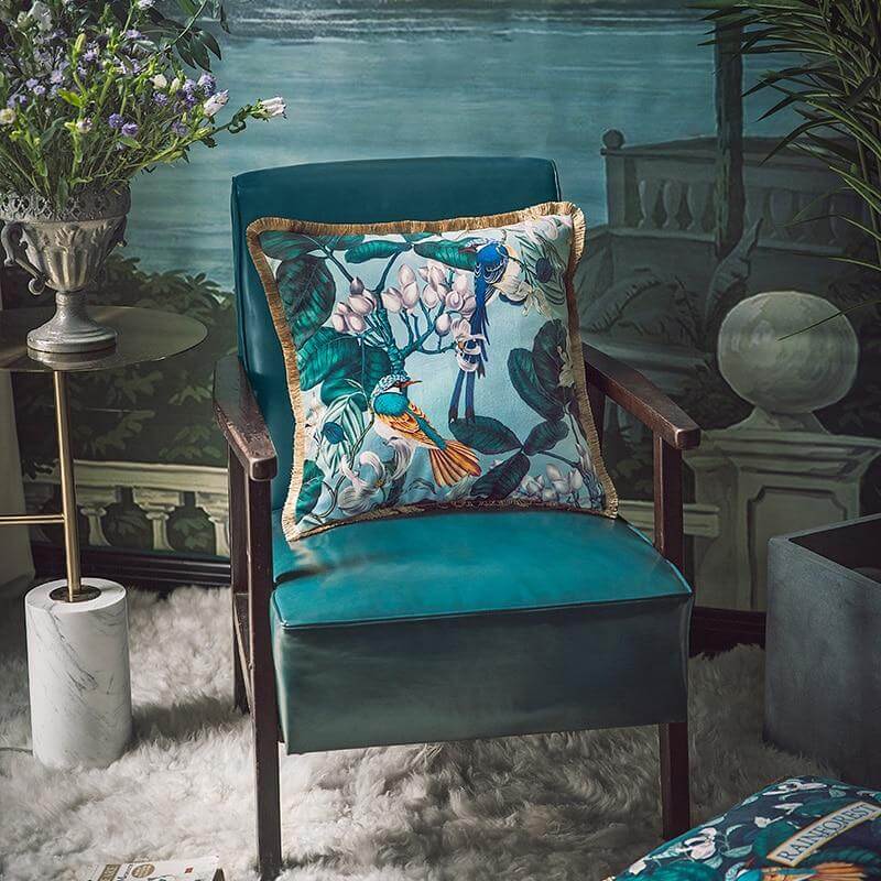 Antique Rainforest Chinese Art Velvet Pillowcase - Image 7