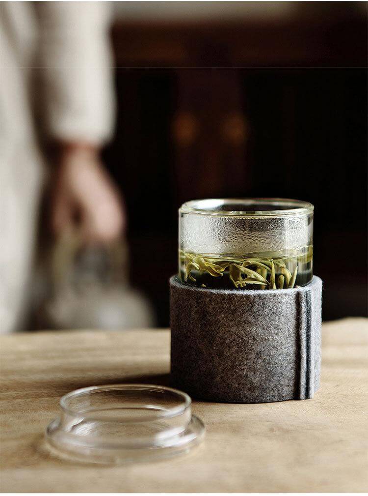 Creative Glass Tea Infuser with Wooden Lid - MaviGadget