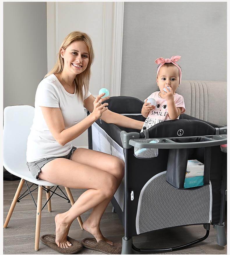 Multifunctional Foldable Baby Bed with Removable Side - Image 3