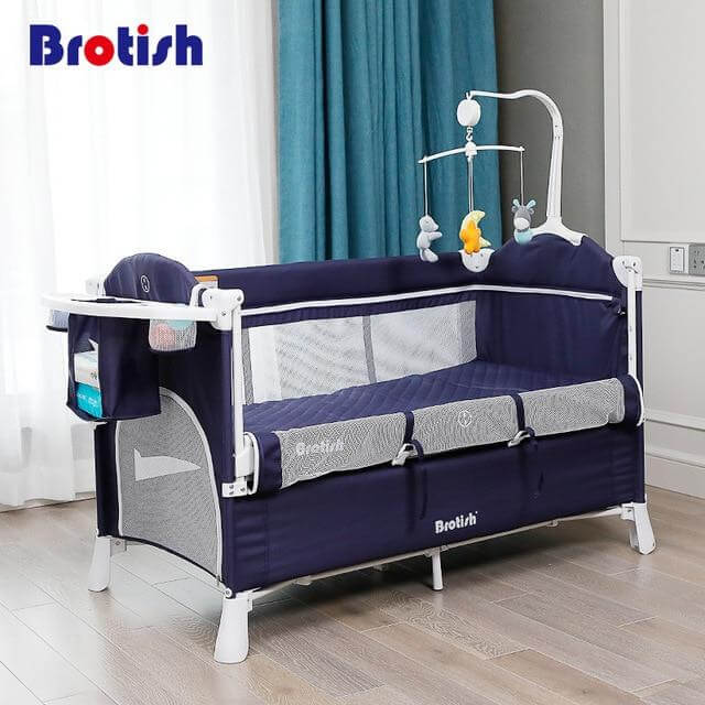 Multifunctional Foldable Baby Bed with Removable Side - Image 2