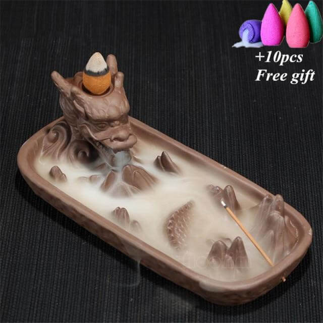 Ceramic Dragon Censer  Smoke Backflow Incense Burner - Image 3