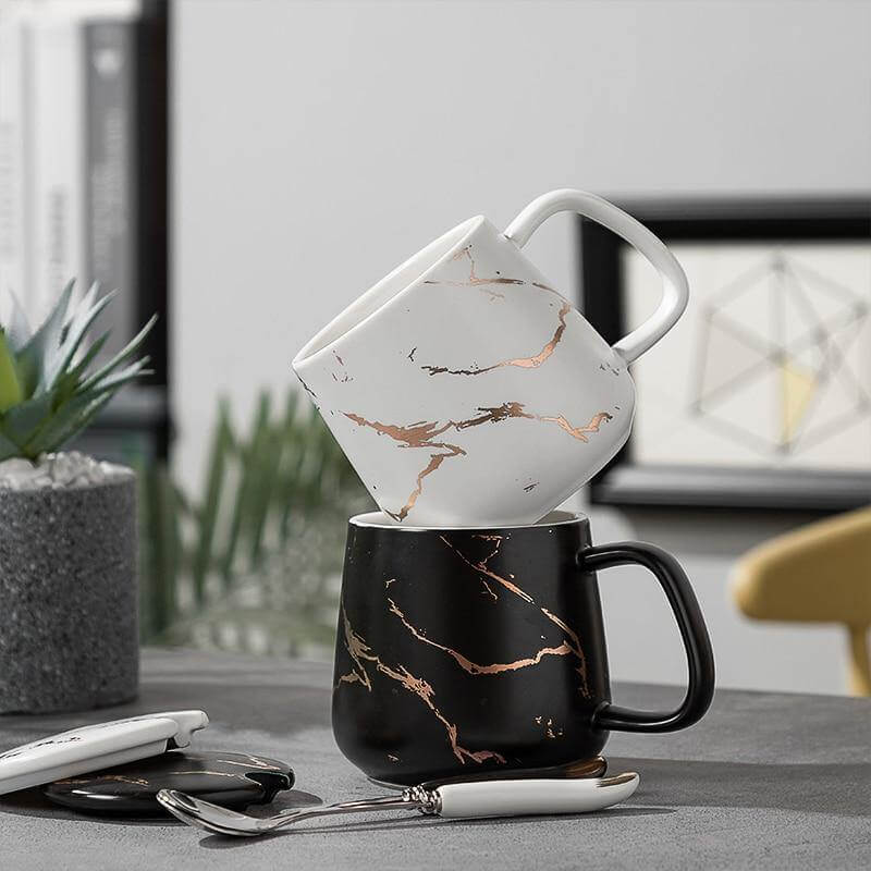 Elegant Marble Ceramic Coffee Mug Gift Set - Image 17
