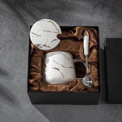 Elegant Marble Ceramic Coffee Mug Gift Set - Image 4