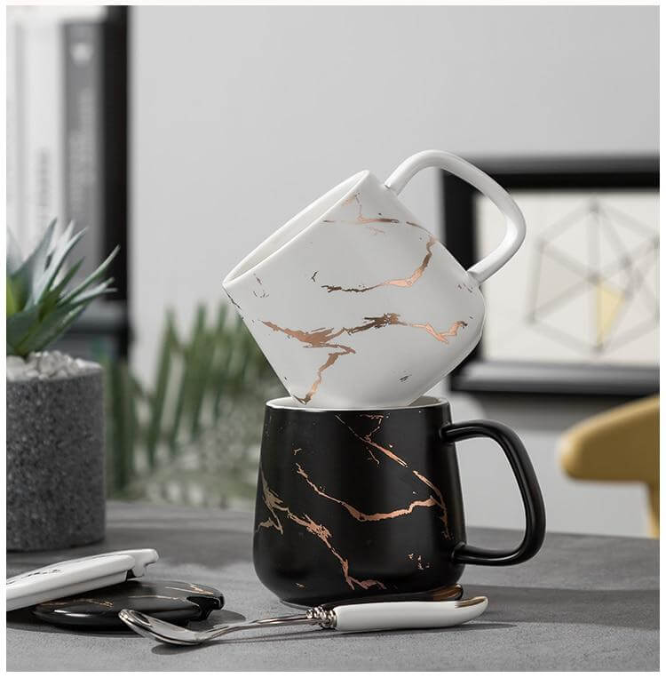 Elegant Marble Ceramic Coffee Mug Gift Set - Image 11