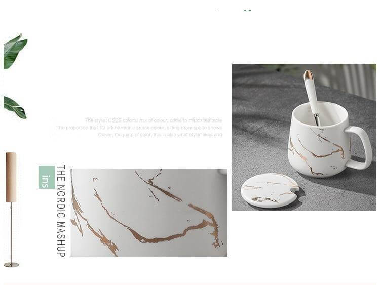 Elegant Marble Ceramic Coffee Mug Gift Set - Image 9