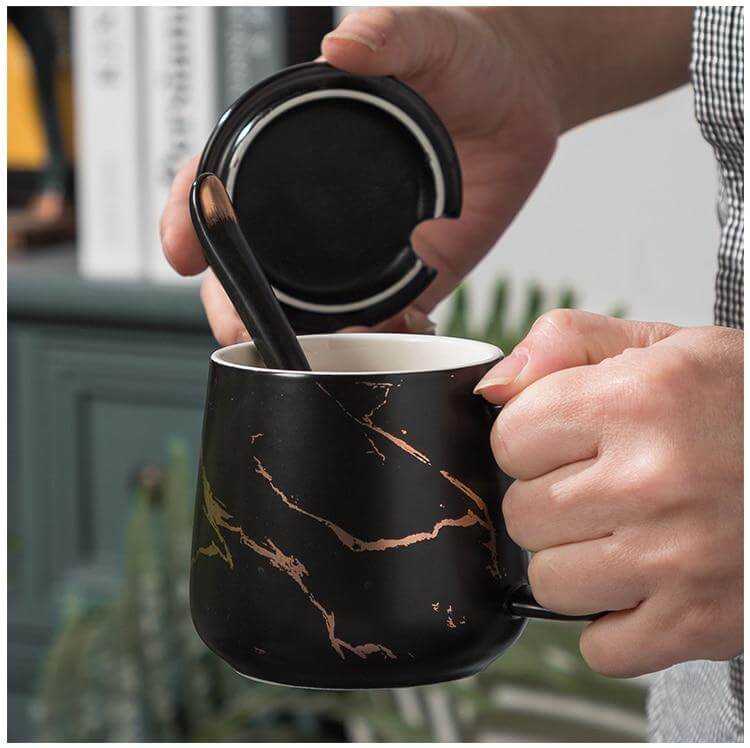 Elegant Marble Ceramic Coffee Mug Gift Set - Image 13
