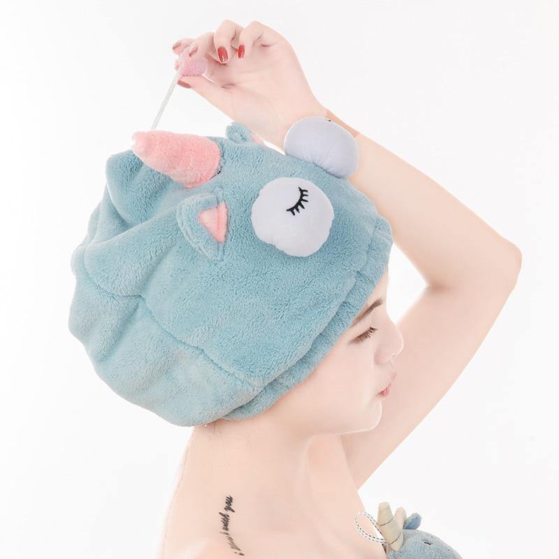 Cute Bath Towel Hair Dryer Hat - Image 0