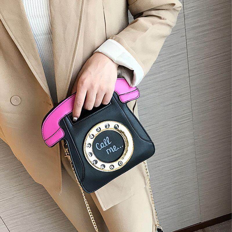 Telephone Shaped Women Retro Crossbody Handbag - Image 4