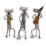 3 Mini Musician Cats Modern Sculpture