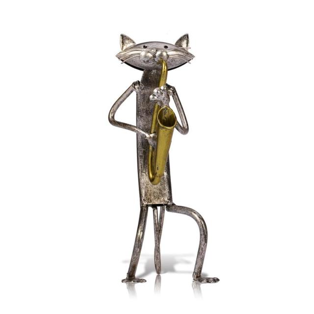 3 Mini Musician Cats Modern Sculpture - Image 5
