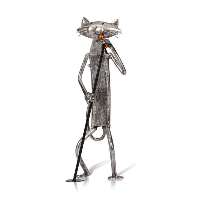 3 Mini Musician Cats Modern Sculpture - Image 6