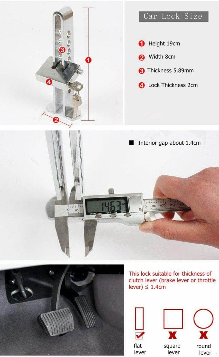Anti Theft Brake Car Security Pedal Lock - Image 2