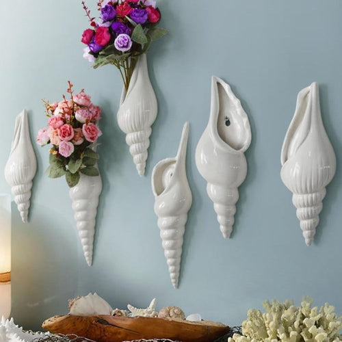 3D Conch Mural Flower Vase - Image 0