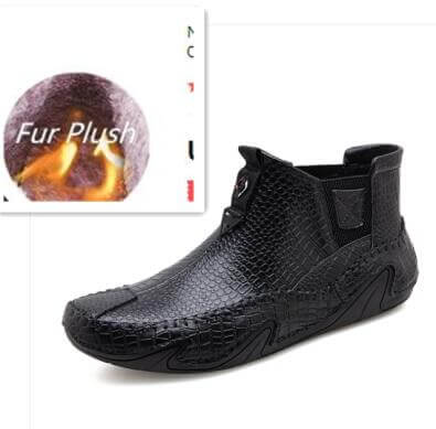 Leather Vintage Outdoor Fur Winter Ankle Boots - Image 19