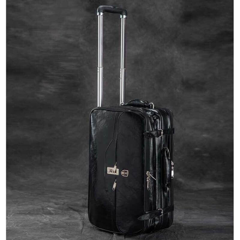 Retro Business Rolling PU Leather Travel Luggages - Image 2