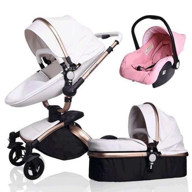 Modern Stylish Aluminium 3 in 1 Two way Baby Stroller - Image 17