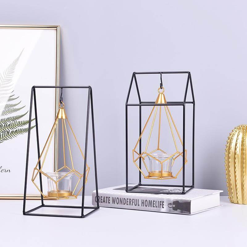 Nordic Gold Geometric Metal Candle Holder