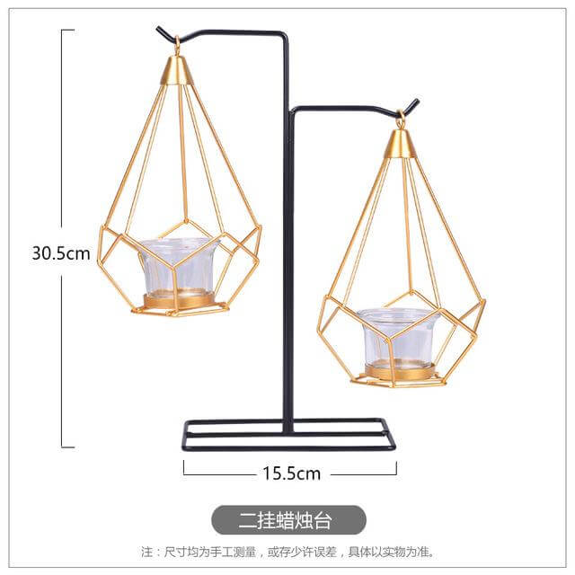 Nordic Gold Geometric Metal Candle Holder - Image 1