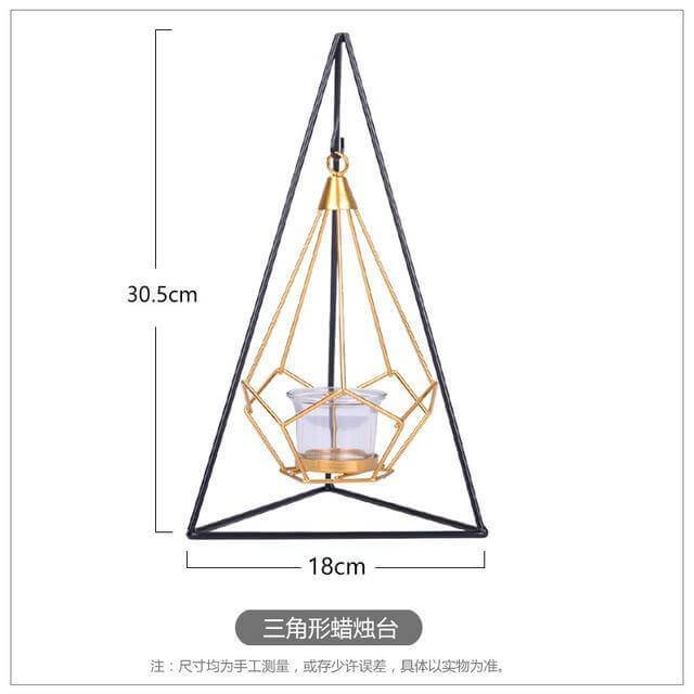 Nordic Gold Geometric Metal Candle Holder - Image 6