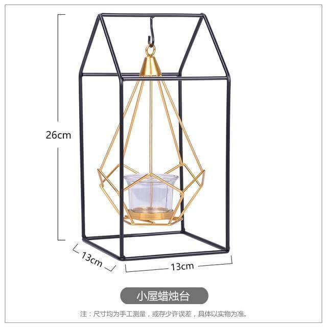 Nordic Gold Geometric Metal Candle Holder - Image 3