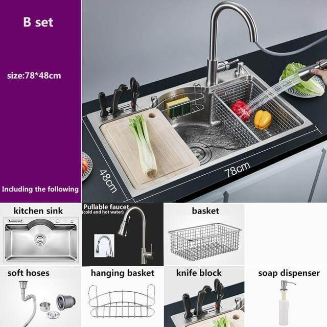 Stainless Steel Multifunctional Kitchen Sink - Image 9
