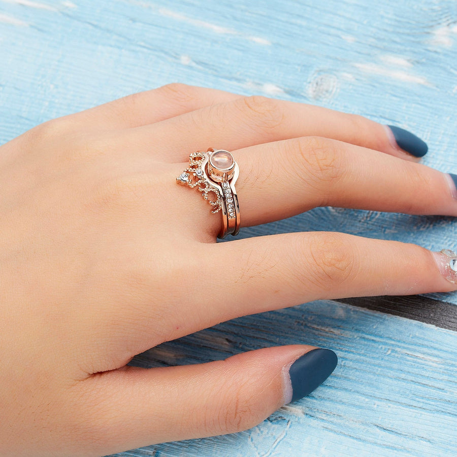 100 Languages I Love You Projection Crown Couple Ring - Image 2