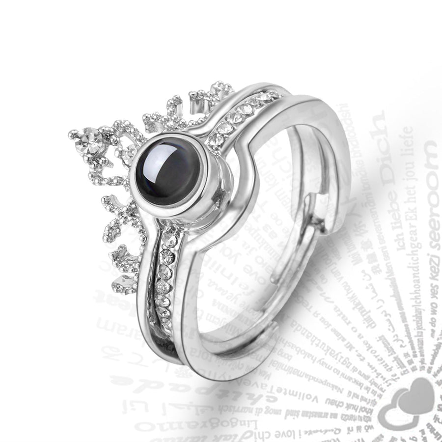 100 Languages I Love You Projection Crown Couple Ring - Image 10