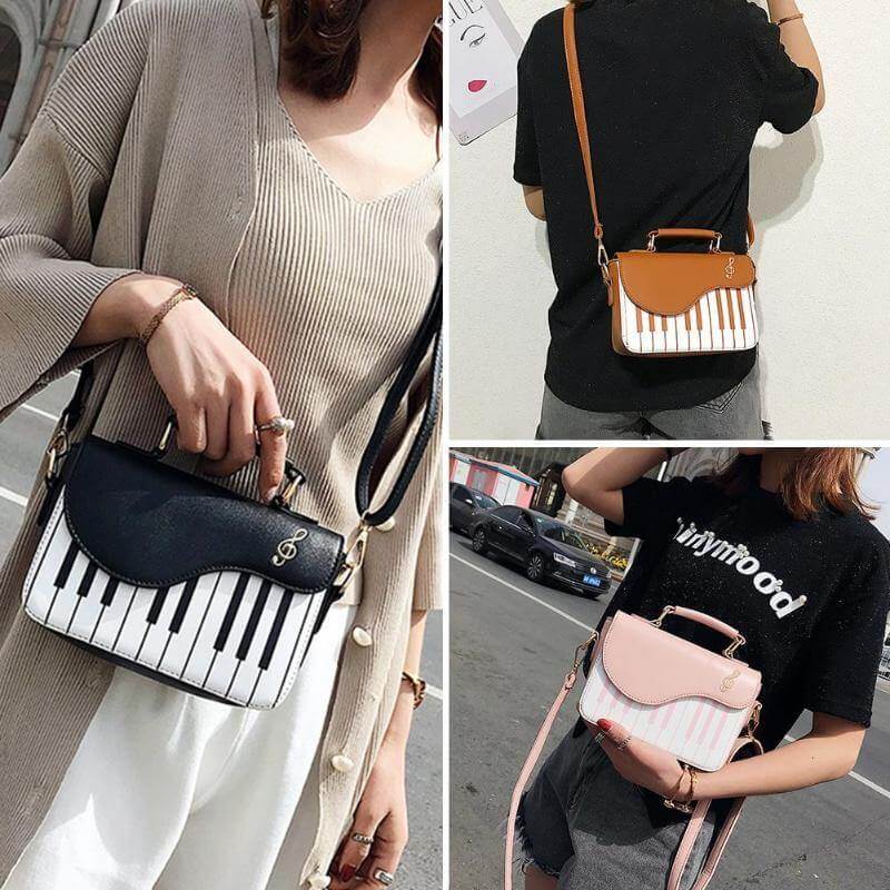 Leather Crossbody Piano Pattern Handbag - Image 2