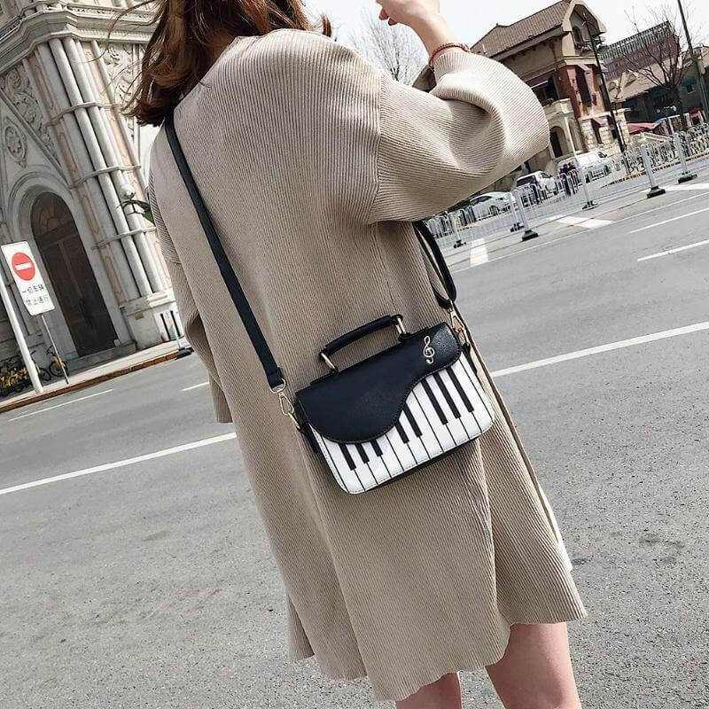 Leather Crossbody Piano Pattern Handbag