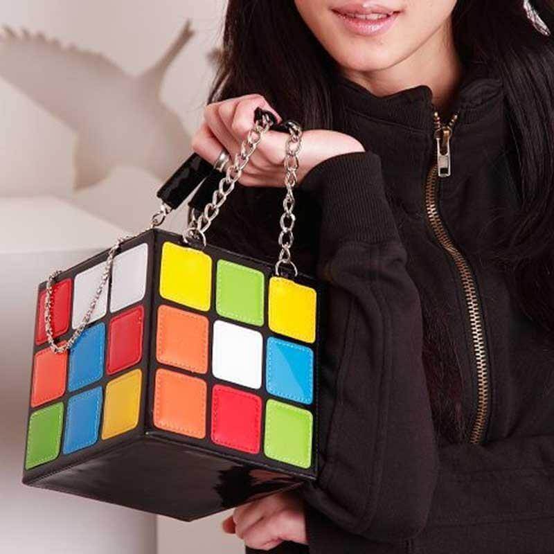 Leather Durable Cube Handbag - Image 0