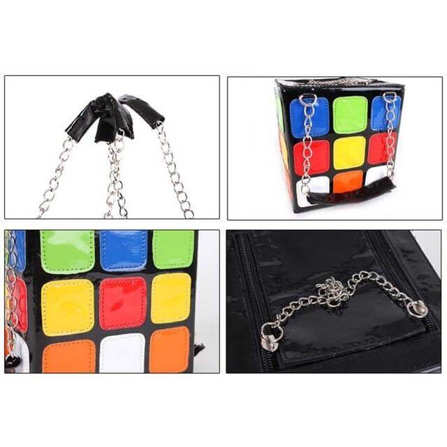 Leather Durable Cube Handbag - Image 1