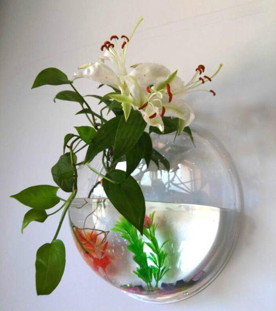 Wall Mounted Transparent Fish Tank Flower Vase - Image 1