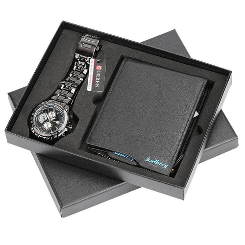 Men Watches Steel/Leather Gift Set - Image 0