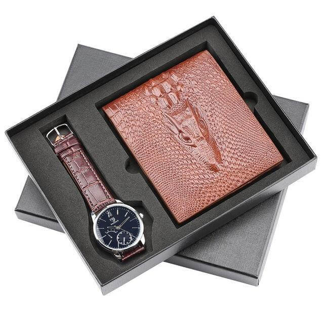 Men Watches Steel/Leather Gift Set - Image 9