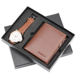 Men Watches Steel/Leather Gift Set