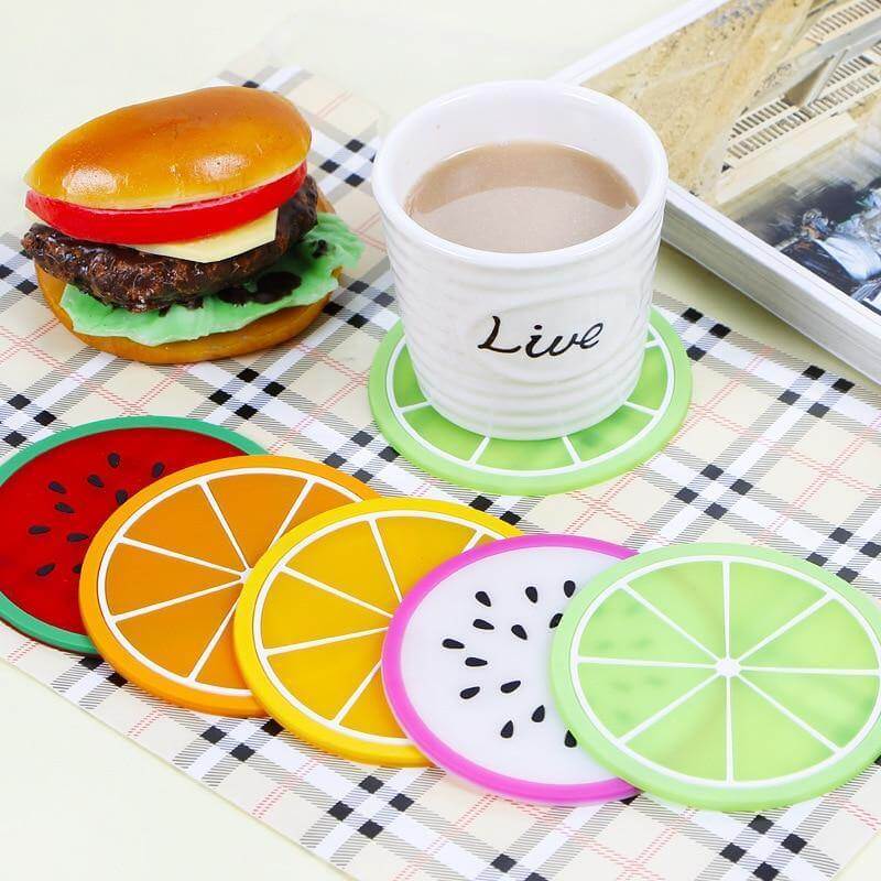 5pcs Silicon Custom Fruit Coasters - Image 0