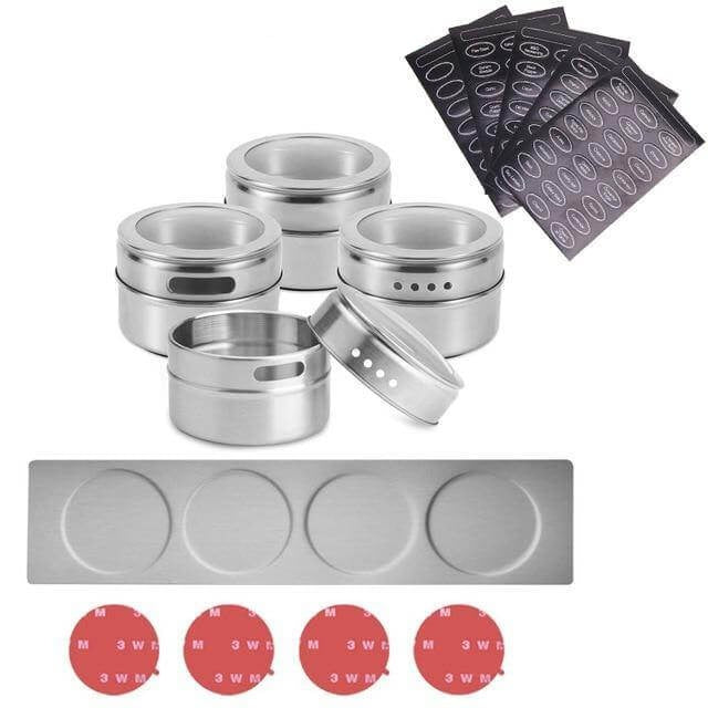 Magnetic Stainless Steel Seasoning Spice Jar Set - Image 5