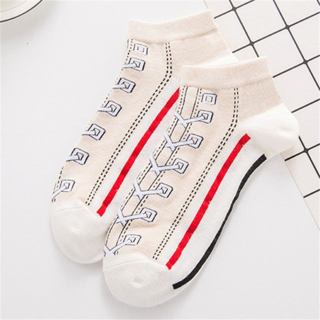 Hipster 3D Canvas Shoes Printed Ankle Socks - Image 4