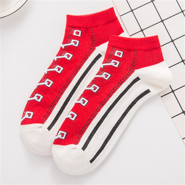 Hipster 3D Canvas Shoes Printed Ankle Socks - Image 7