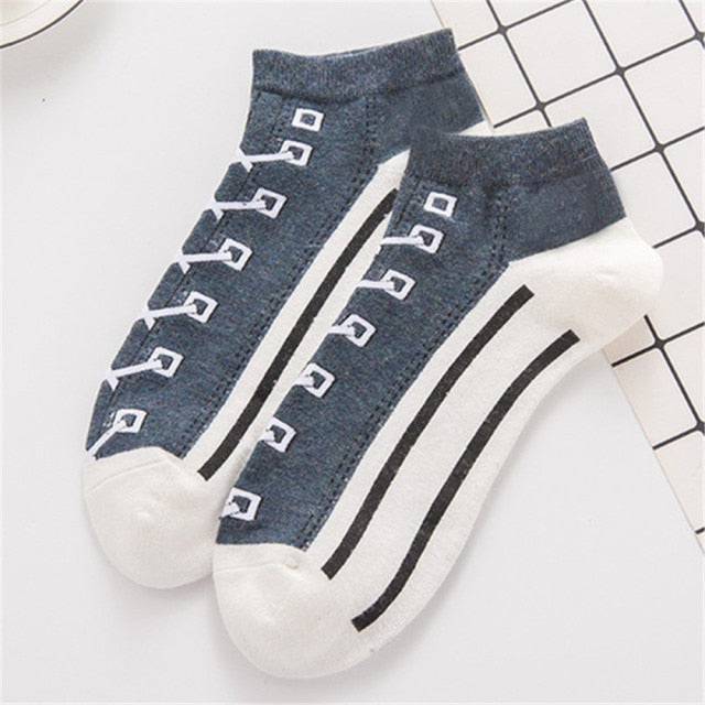 Hipster 3D Canvas Shoes Printed Ankle Socks