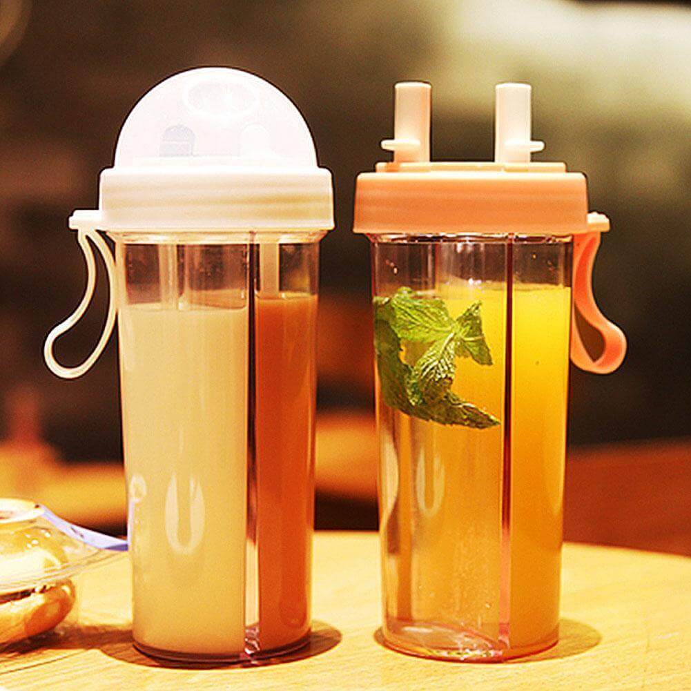 Dual Straw Separate Bottle