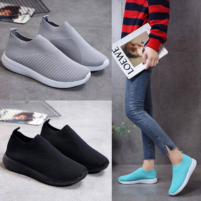 Breathable Slip on Knit Running Shoes - Image 35