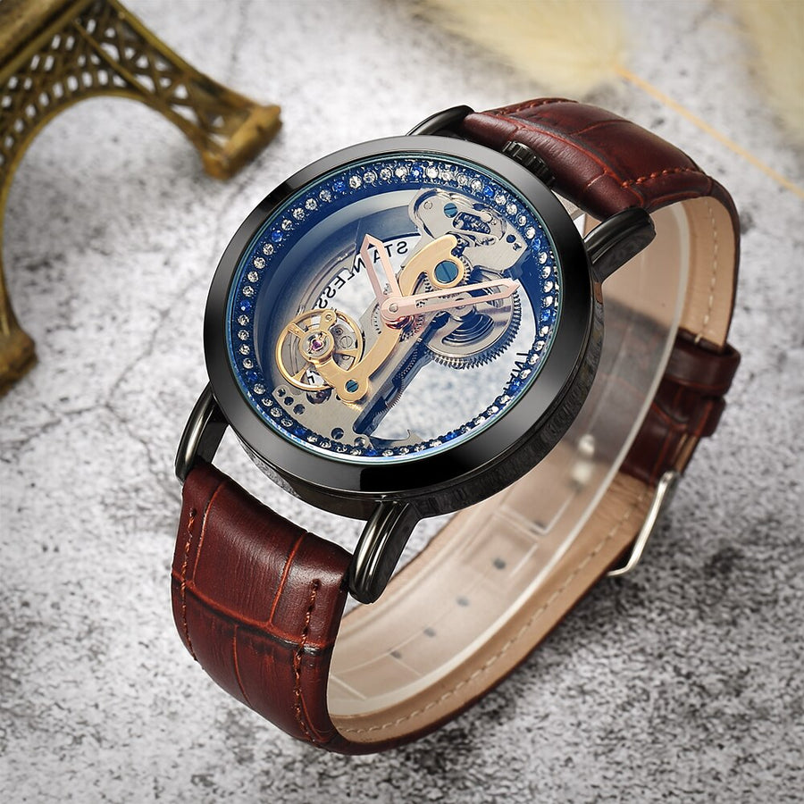 Crystal Mechanical Transparent Leather Watch - Image 4