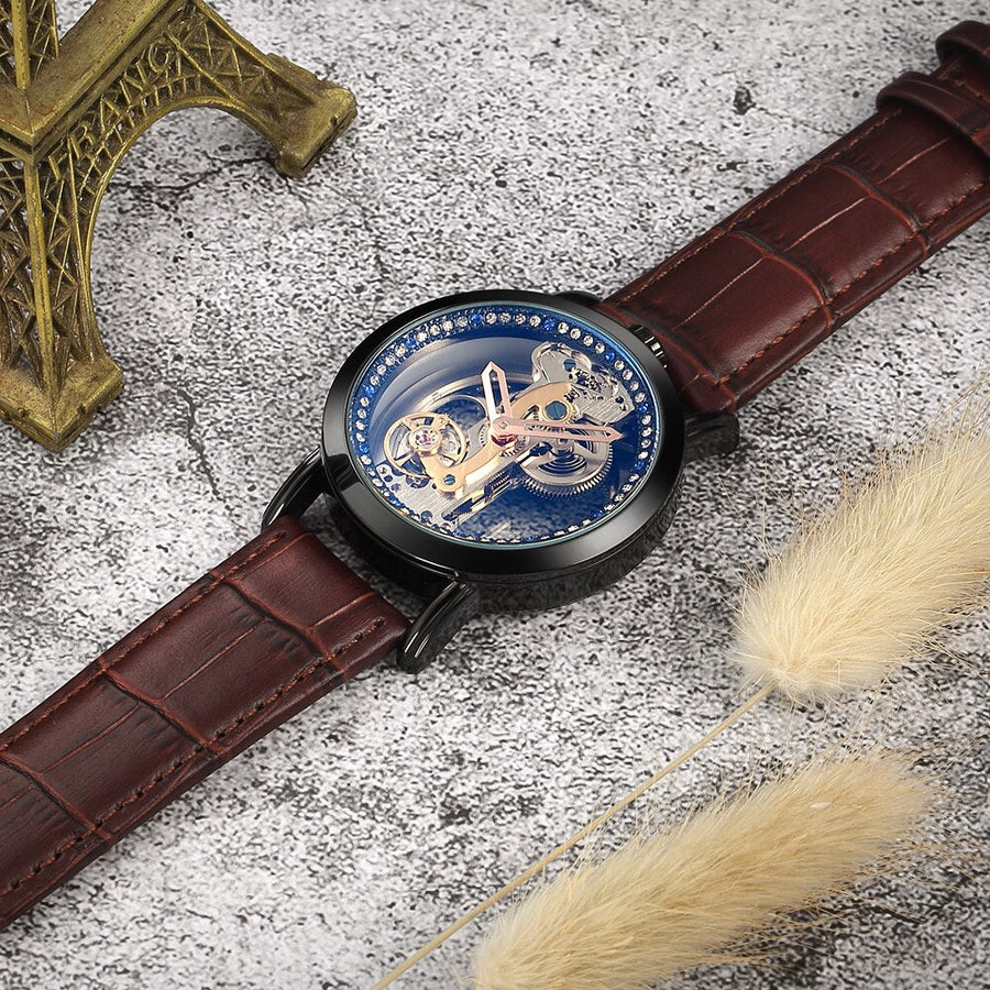 Crystal Mechanical Transparent Leather Watch - Image 1