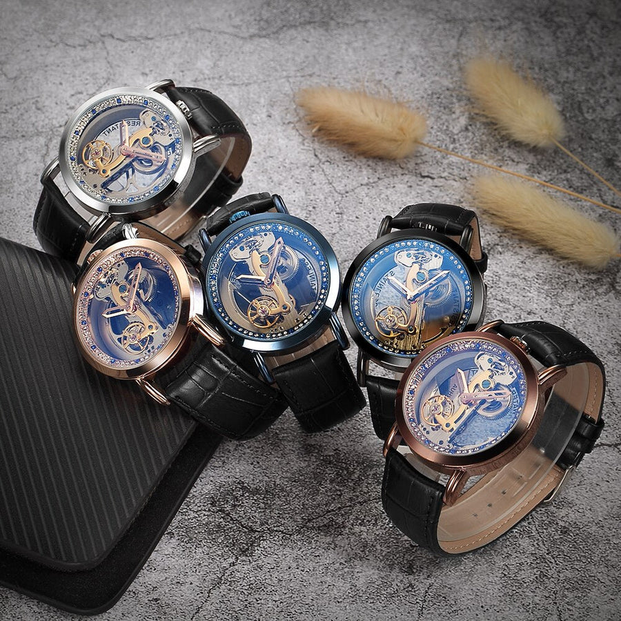 Crystal Mechanical Transparent Leather Watch - Image 3